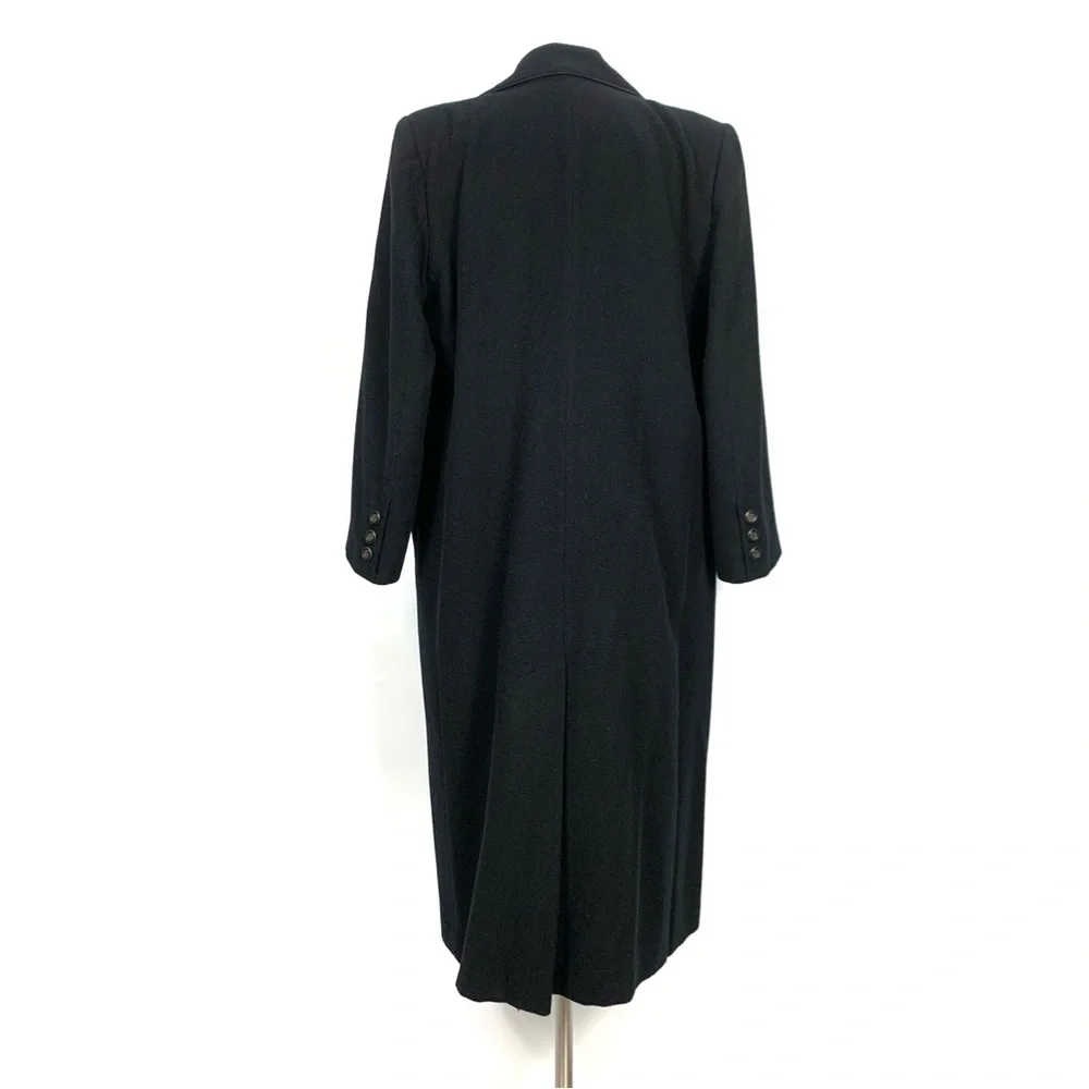 Camel Hair Black Double Breasted Trench Full Length Pea Coat - Picture 7 of 16